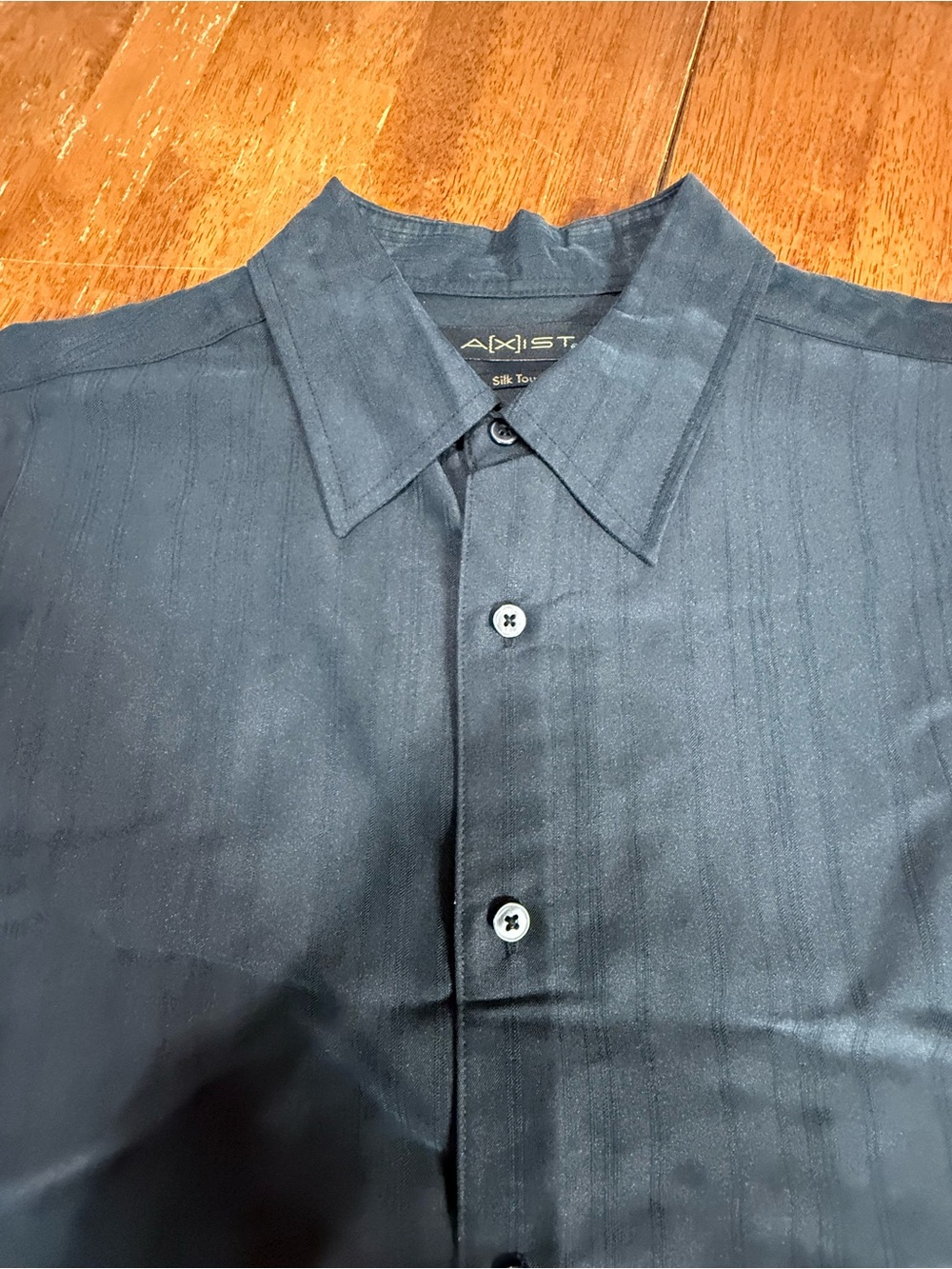 Axis Silk Touch Men’s Large Black Button Up Shirt Modal Short Sleeve Textured